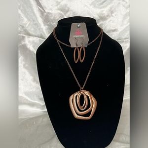 Boho Faux Bronze Design Necklace and Earring Set by Paparazzi